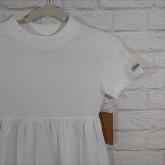 L Steve Madden Kids Girls Bright White Peplum Top Shirt Blouse NWT Size S 7 - Picture 2 of 7